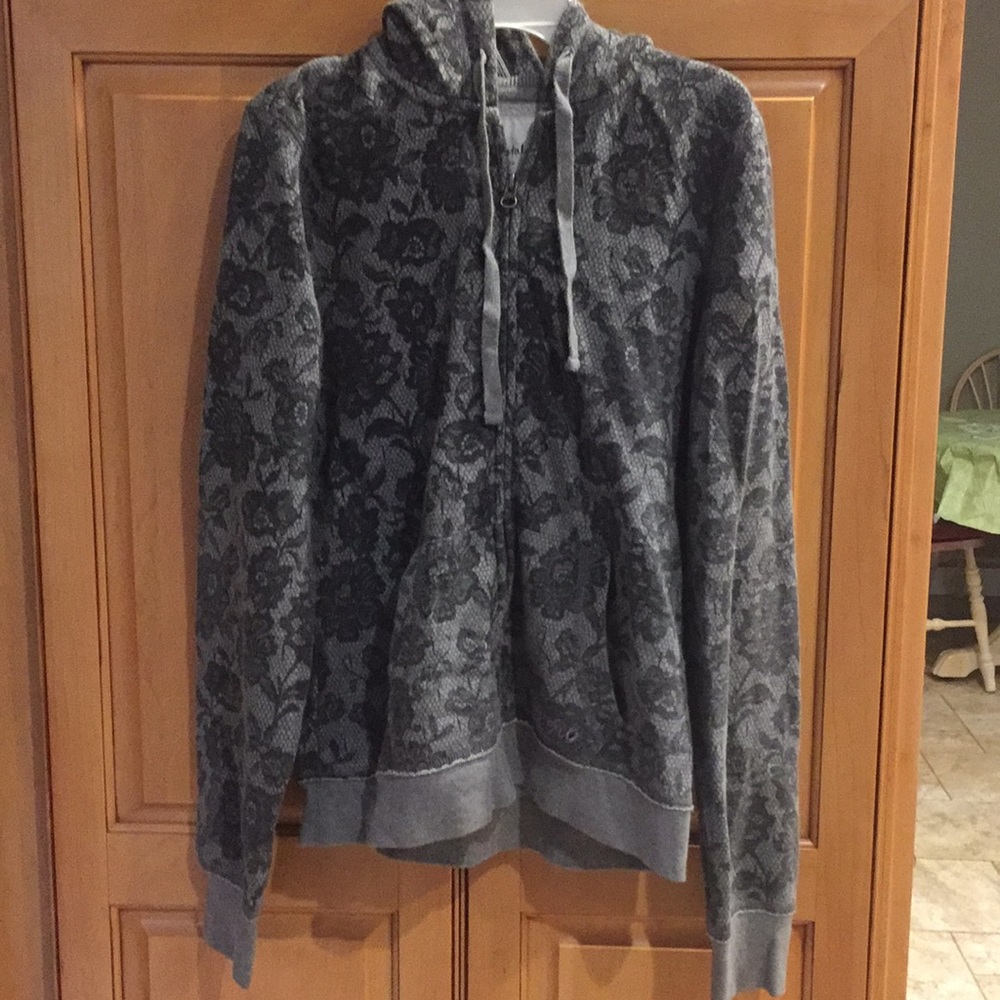 Grey floral zip up
